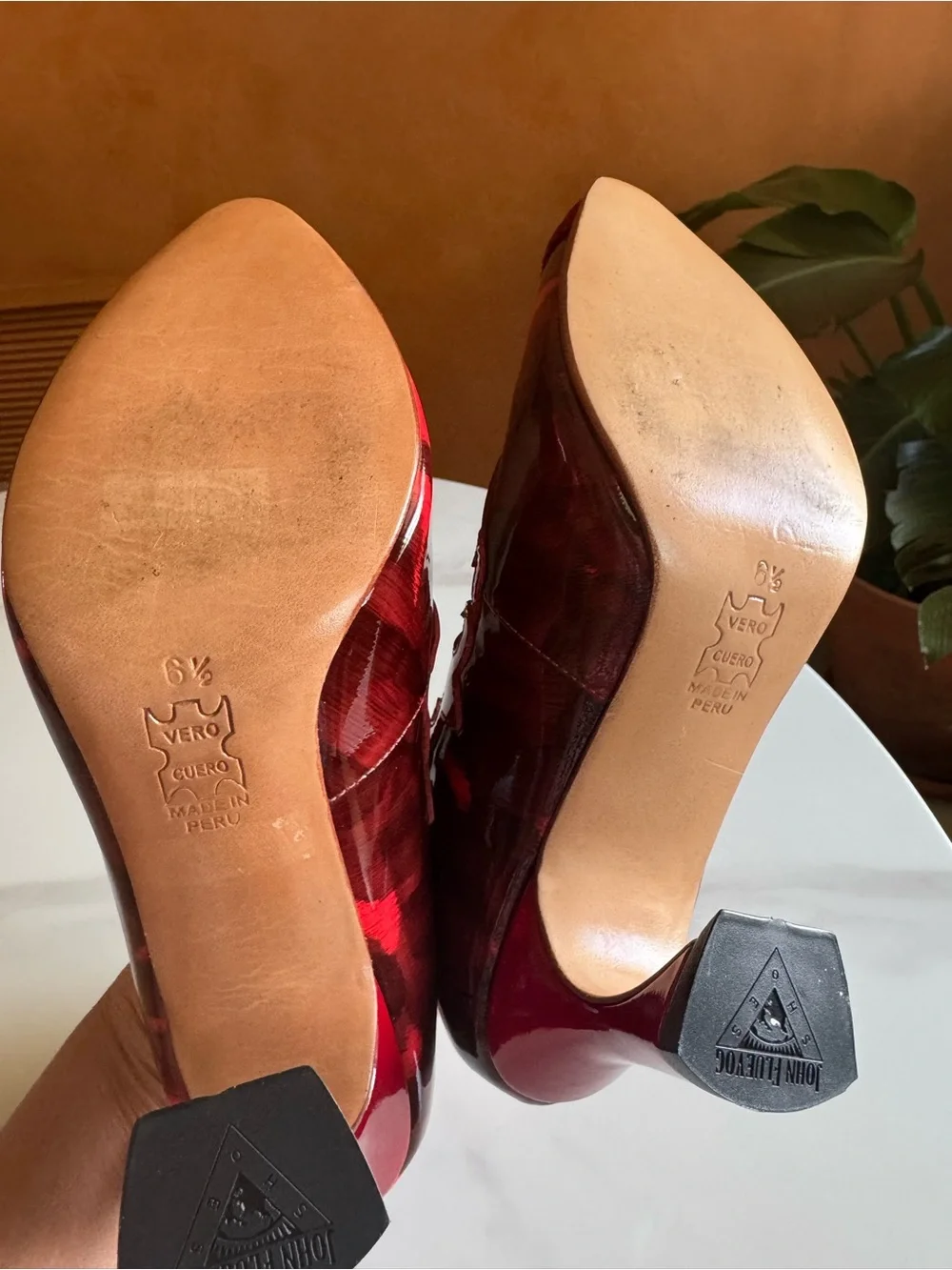 John Fluevog Emmeline Big Presence Red Mary Jane Heels Leather 6.5